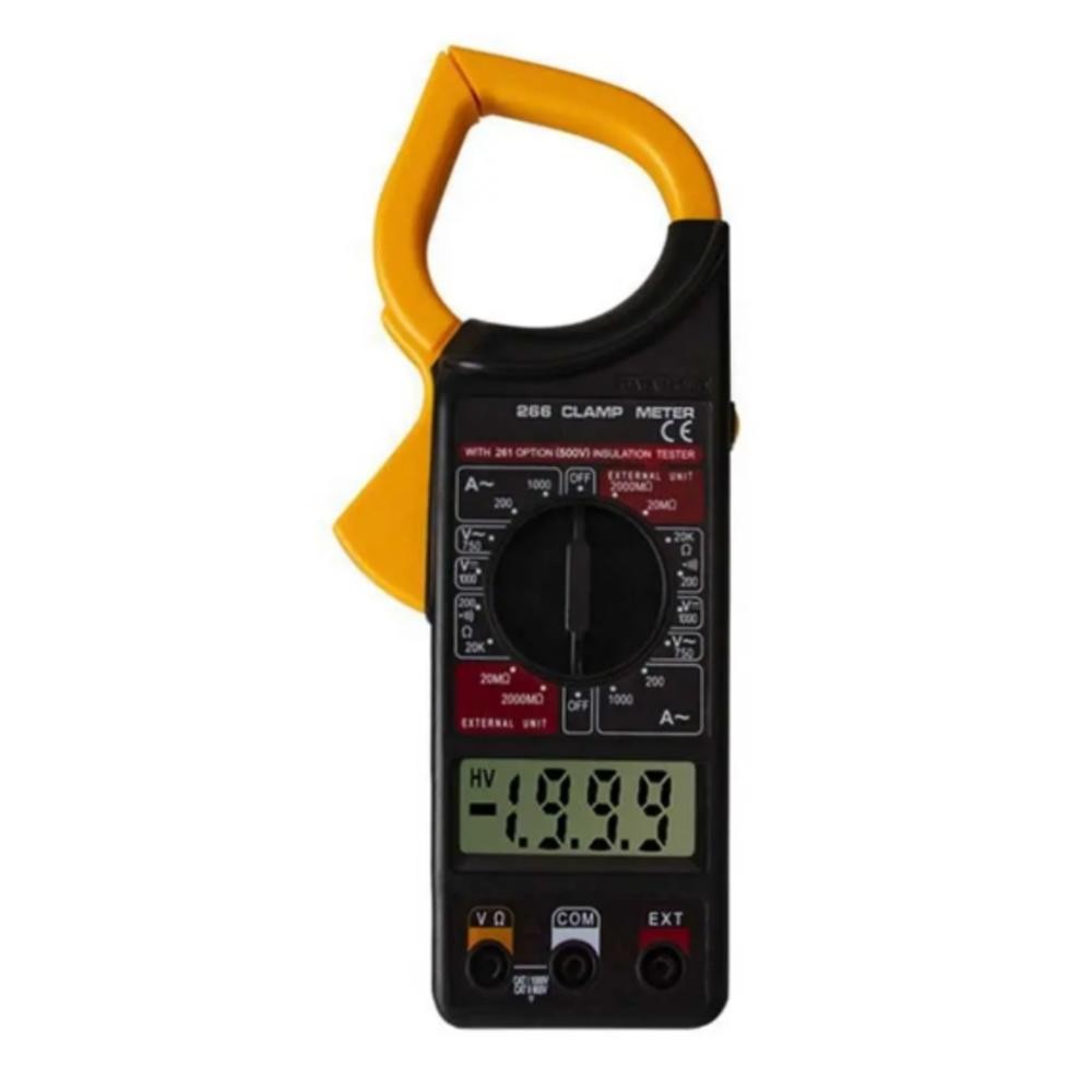 ALICATE AMPERIMETRO DIGITAL COMPLETO COM ESTOJO PROTECAO 750V 20A 200A ...
