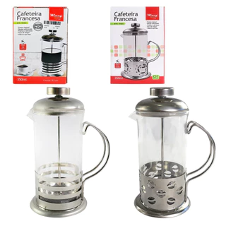 Cafeteira Prensa Francesa Café e Chá - Manual Aço Inox e Copo em Vidro 350ml