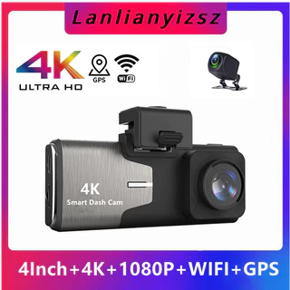 Câmera DVR De 4K 4Inch Dash Cam Dual Lens Ultra HD Real Carro WIFI GPS Visão Traseira Gravador De Vídeo WDR Noturna Estacionamento 24H