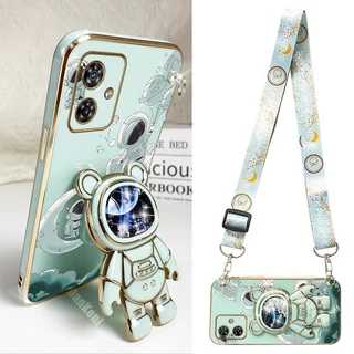 G54 Nuvem De Astronauta Porta Cordão De Telefone Galvanizado Para Moto Motorola G54 G52 G23 G32 G22 G10 G20 G30 G53 G82 G13 G42 G50 G84 G60 G62 G60S G72 G73 Capa Traseira Macia