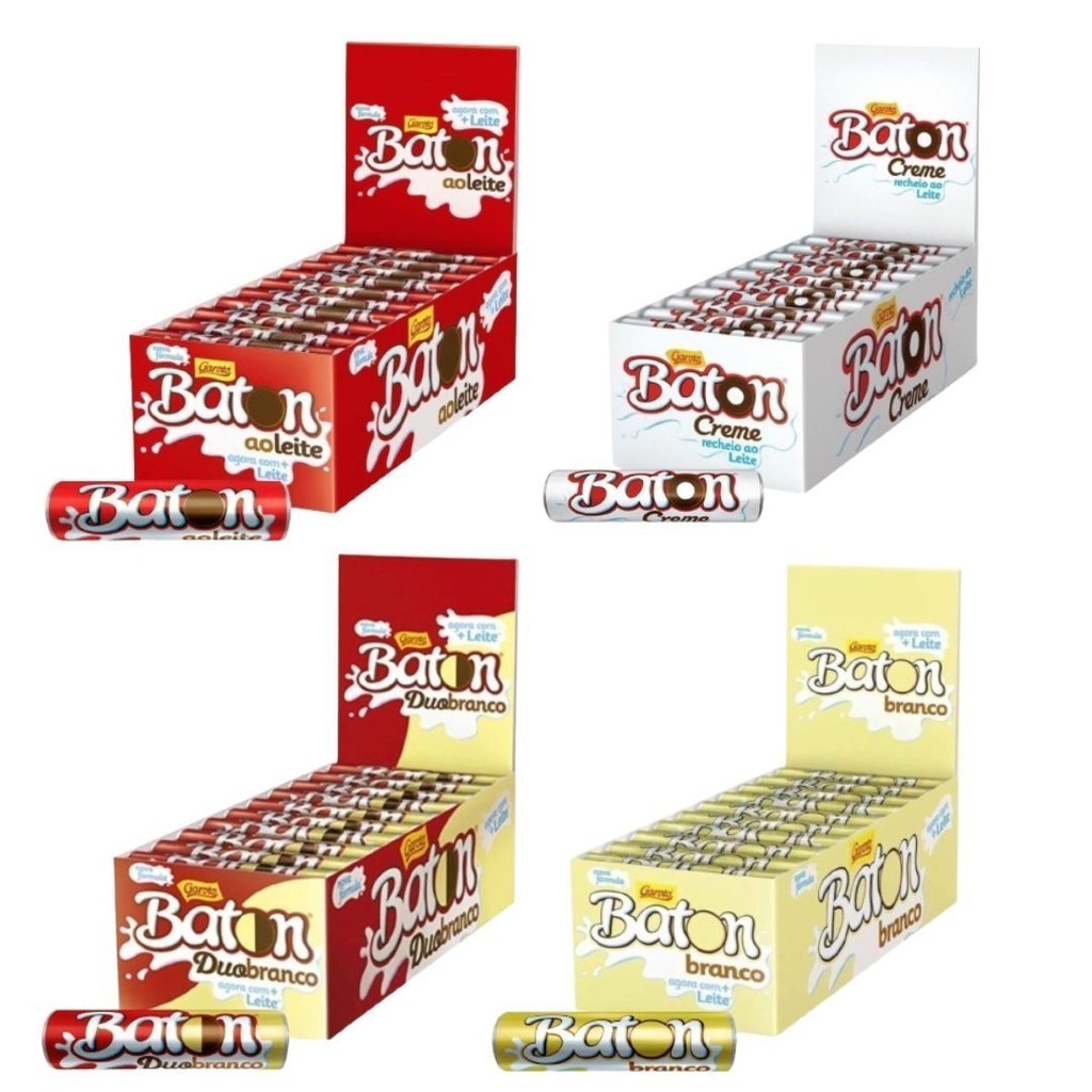 Chocolate Bastao Garoto Baton Display 16g C/30 Unidades Sabores ...