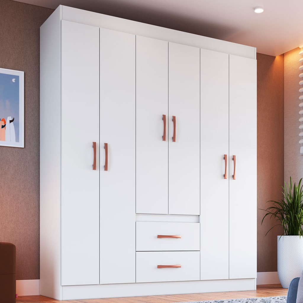Guarda-Roupa de Solteiro Montevideu 6 Portas 2 Gavetas | Shopee Brasil