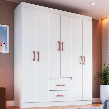 Guarda-Roupa de Solteiro Montevideu 6 Portas 2 Gavetas