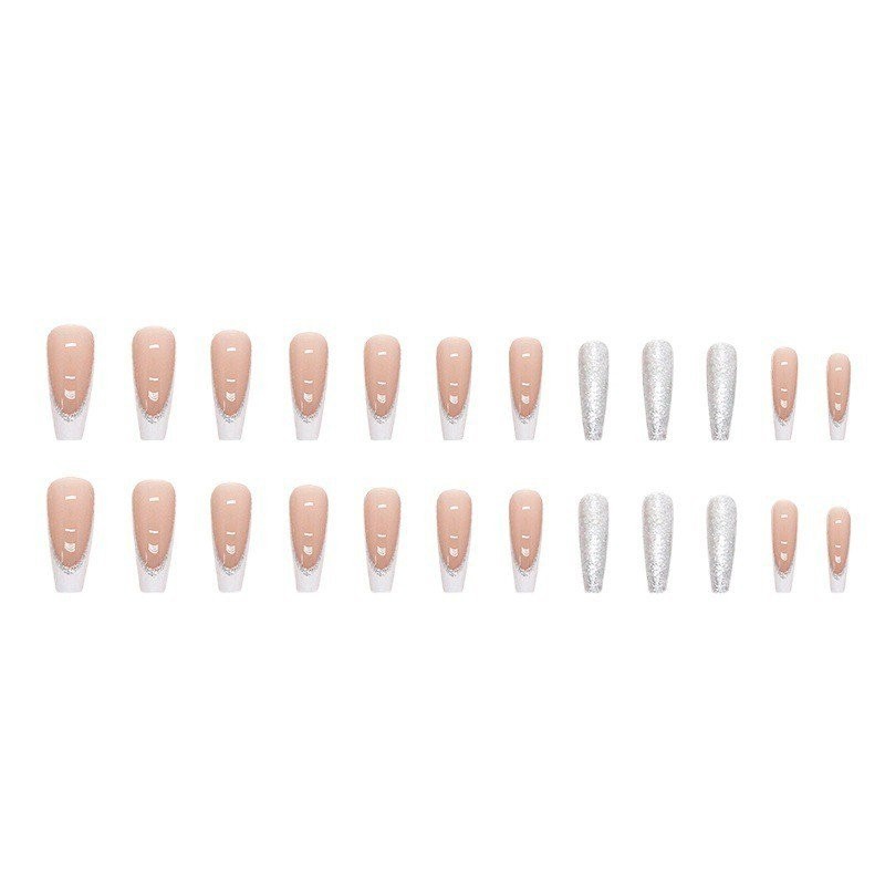 Unha postiça realista realista manicure longa rosa brilhante simples ...