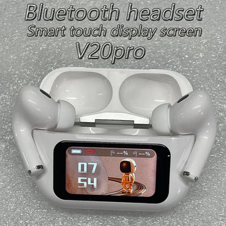 Fone De Ouvido Bluetooth touch screen Novo V20pro Redução De Ruído 2024 Esportivo Com Tela Sensível Ao Toque Inteligente