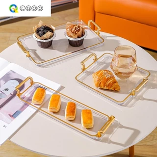 LGOO Bandeja De Armazenamento De Jóias De Luxo , Rectângulo Transparente Placa De Sobremesa De Frutas , Para Servir Doces De Plástico Multiuso Cozinha