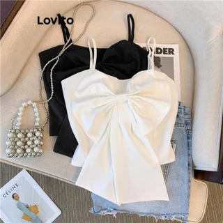 Lovito Linda regata com laço liso para mulheres LNE56445