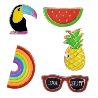 Broche De Esmalte Moda , Pica-Pau , Óculos Arco-Íris , Melancia , Abacaxi , Óleo De Gota De Frutas , Acessórios De Linha De Pescoço