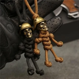 CHOFI Biker Pingente De Capacete De Ciclista , Chaveiro De Cabeça De Caveira Personalizado De Boneca De Brinquedo Trançado De Corda Halloween