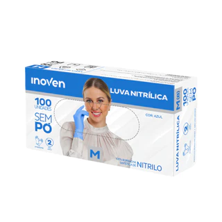 Luva Nitrílica sem Pó Azul M CA 45345 com 100 unidades Inoven em Oferta na Shopee
