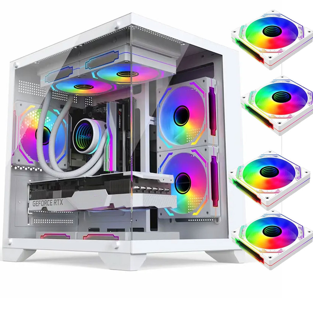 Gabinete Gamer branco Aquário Em Vidro temperado Com 4 Fans Rgb Gb1797 ...