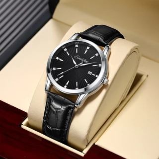 Sunlifex Relógio Masculino Original Quartz Business Moda Pulseira de Couro Impermeável Relógio Masculino 7006