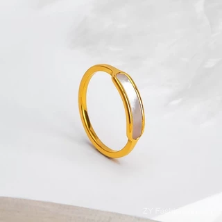 Minimalist design, simple gold shell, stainless steel ring, fashionable and personalized female index finger, titanium steel does not fade