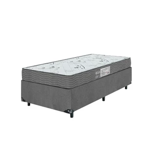 Cama Box Solteiro + Colchão D33 One Face - Suede Cinza