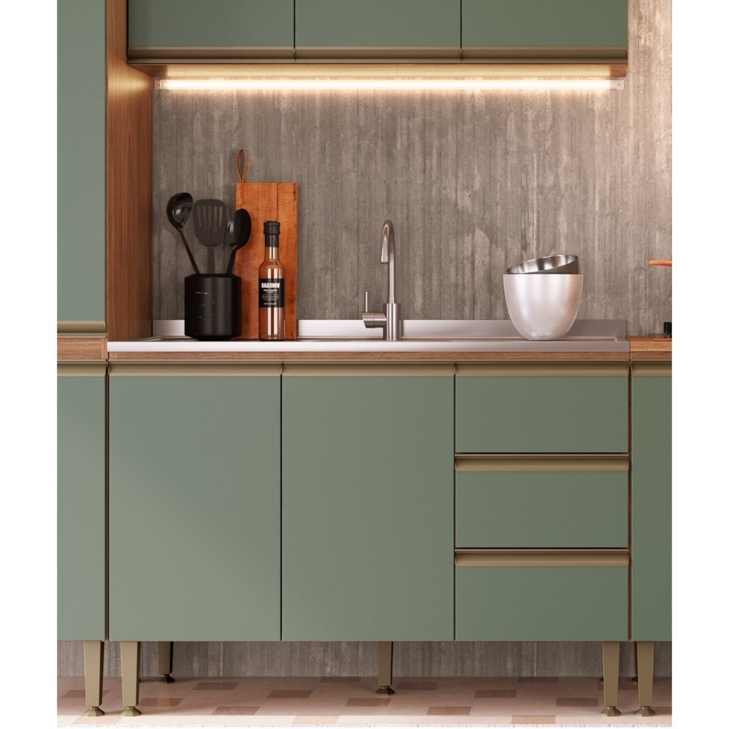 Balcão para Pia de Cozinha 3 Gavetas 2 Portas Greta