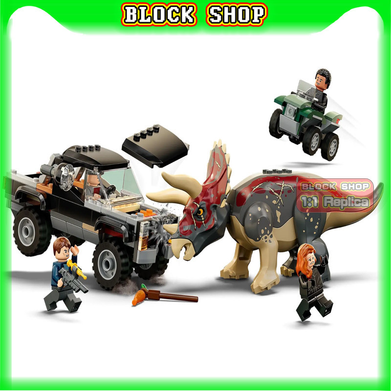 Série Jurássica Dinossauro Mundo Trapping Triceratops Montagem De Blocos De Construção Modelo Ornamento Presente De Brinquedo Para Crianças
