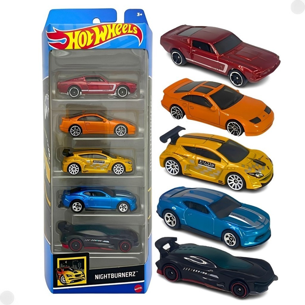 Kit Pacote 5 Carrinhos Hot Wheels Nightburnerz Diecast GTN47