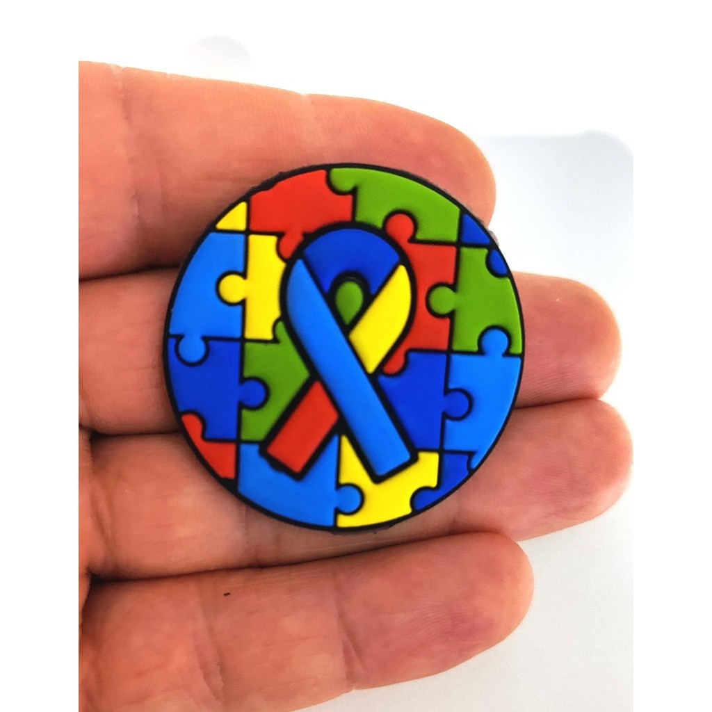 Broche Boton Símbolo Laço Autismo Emborrachado