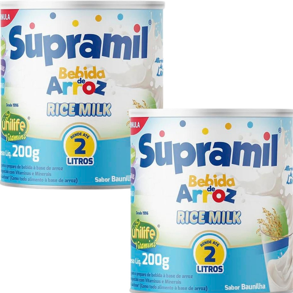 KIT 2 - SUPRAMIL - BEBIDA DE ARROZ RICE MILK 200GM (RENDE 2 LITROS ...
