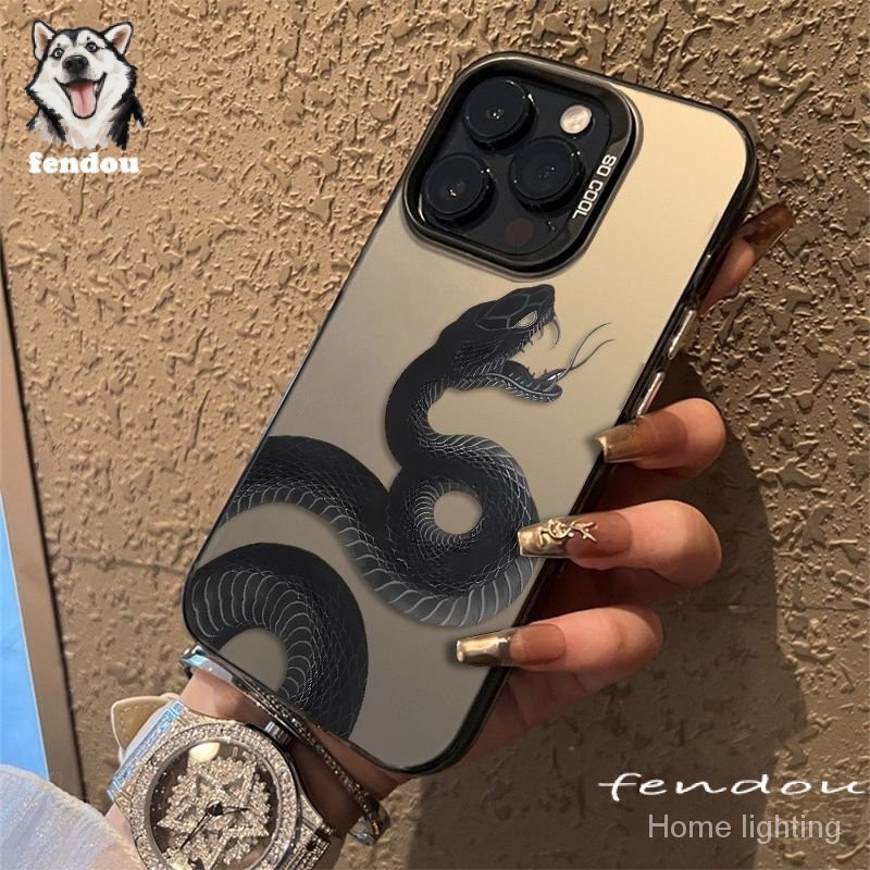 Capa de telefone iphone Xs XR xsmax12pro 15pro 11 12 13 14 15 Pro Max 14plus 7 8plusmatte cor prata cobra rei à prova de choque STQ5