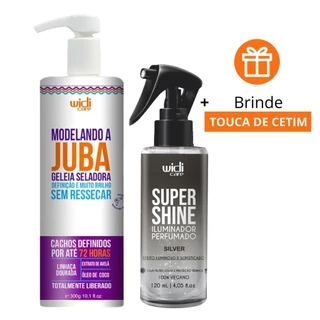 Kit Widi Care Geleia Seladora Modelando a Juba 300ml + Super Shine Silver Iluminador Perfumado 120ml + Brinde Touca de C