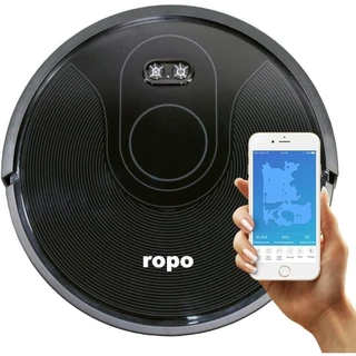 Ropo Glass 3 - Aspirador de Pó Robô, Automático 3 em 1 Varre, Aspira, Passa Pano, Bateria Recarregável, Bivolt, Preto
