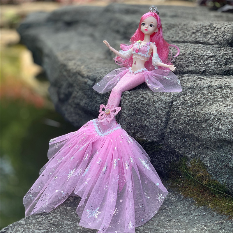 KidsW-Boneca Sereia 50cm Colorida Transformável Princesa Crianças ...
