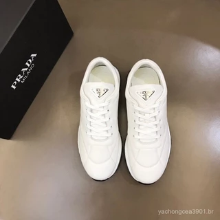 Novo estilo de tração a quente/Prada/Sapatilhas de couro clássico para homens/2022 Novos sapatos antiderrapantes/Neutro ao ar livre versátil/casual