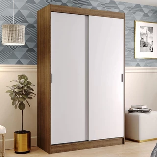 Guarda-Roupa Solteiro Madesa Tokio 2 Portas de Correr 2 Gavetas - Rustic/Branco em Oferta na Shopee