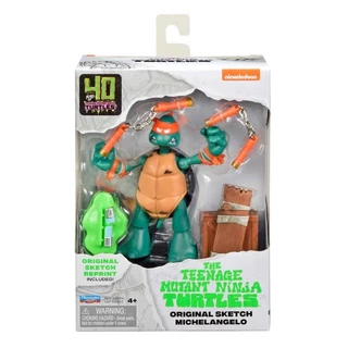 Boneco Mikey (Sketch) 11cm com Acessórios - Tartarugas Ninja