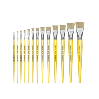 Pincel Chato 456 Condor Cerda Branca Natural Cabo Longo