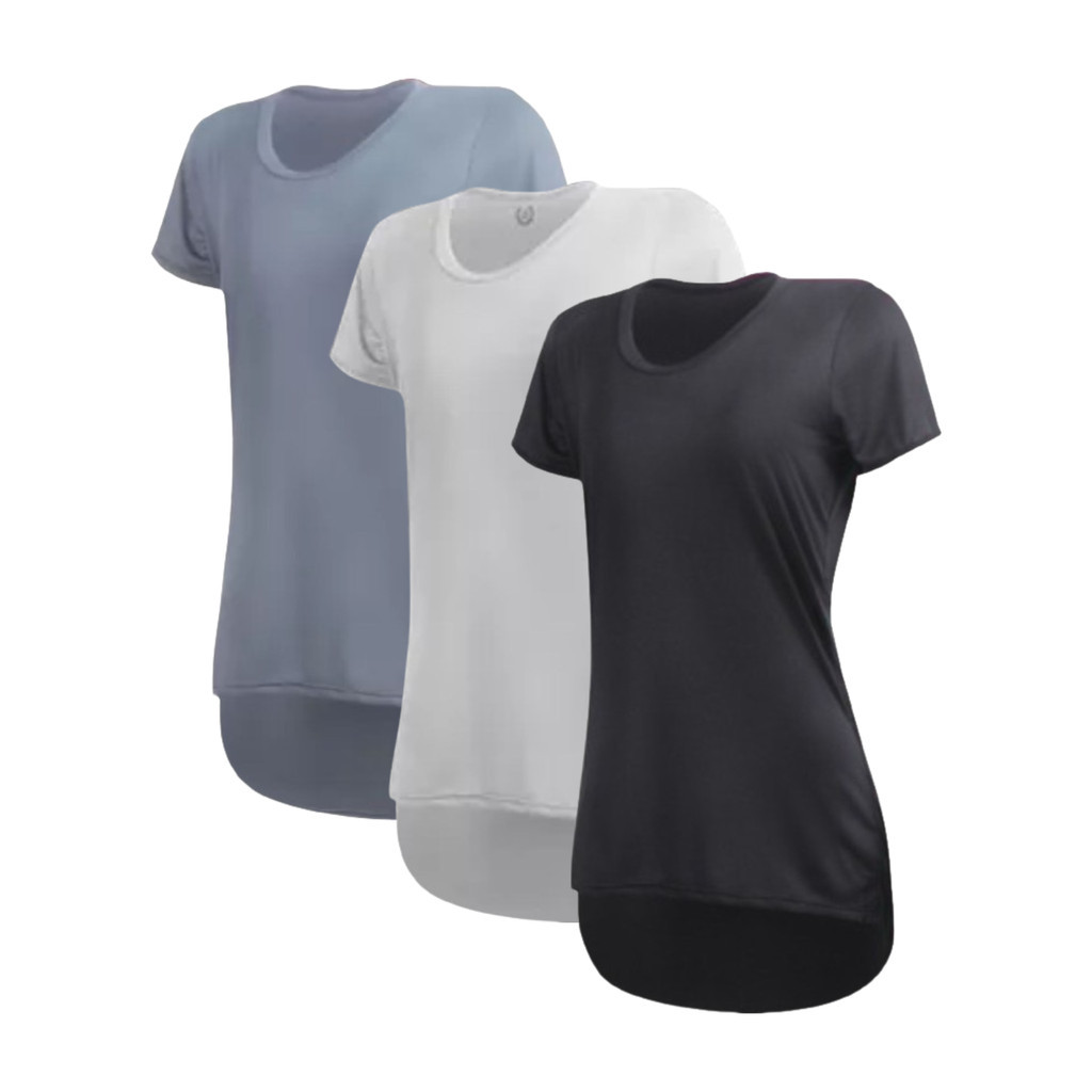 Kit 3 Camisetas Dry Fit Feminina Tapa Bumbum - Treino - Academia - Esportes - Corrida