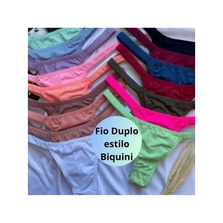 Kit 10 Calcinha Fio Duplo Levanta Bumbum Langerie Sexy Fio Dental Biquini Tira Lateral Forro Algodão
