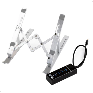 kIT Suporte Notebook Regulável + Hub USB 4 Portas 3.0 5 Gbps