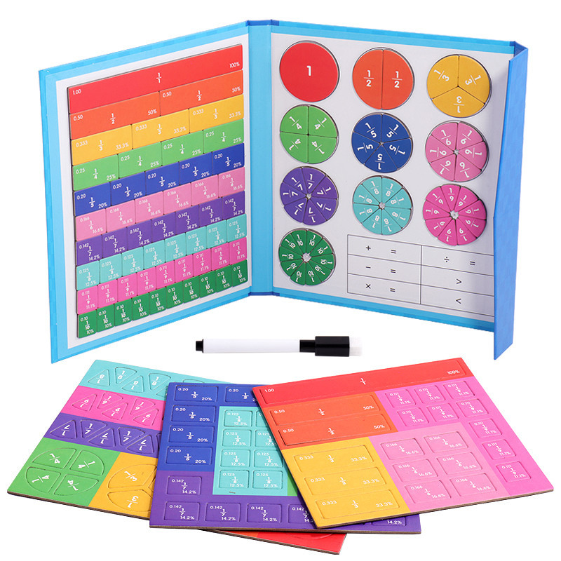 Brinquedos Educacionais De Aprendizagem De Fração Magnética Para Crianças Jogo De Madeira Parish Teaching Aids Arithmetic Learning