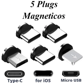 5 peças de plug para cabo magnético micro usb tipo C e para iphone