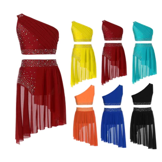 Yeahdor Roupa De Dança Para Meninas , 2 Peças , Hip Hop , Jazz , Traje Moderna , Salão De Baile , Lantejoulas ,