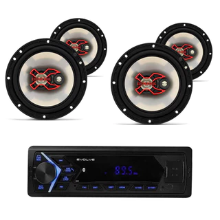 4 Alto-Falantes B3X60 X Triaxial 6" 50WRMS Bravox + Som Automotivo BT Usb 1din Evolve New Trip Multi