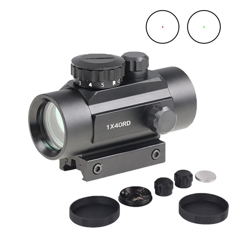 1x40 Ponto Vermelho Telescópico De Visão Verde Para 11MM/20MM Trilho Duplo