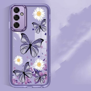 Samsung Galaxy M35 5G M 35 Caixa De Cristal Com Estilo Proteção Da Lente Butterfly Little Daisy Flower Capa Do Telefone