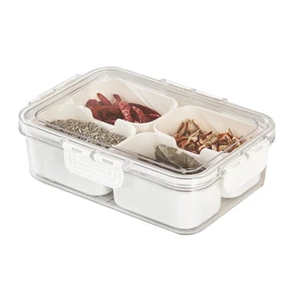 CESTO ORGANIZADOR Bandeja Dividida com Tampa, Aperitivos,Condimentos,Legumes Secos,Bandeja de Frutas