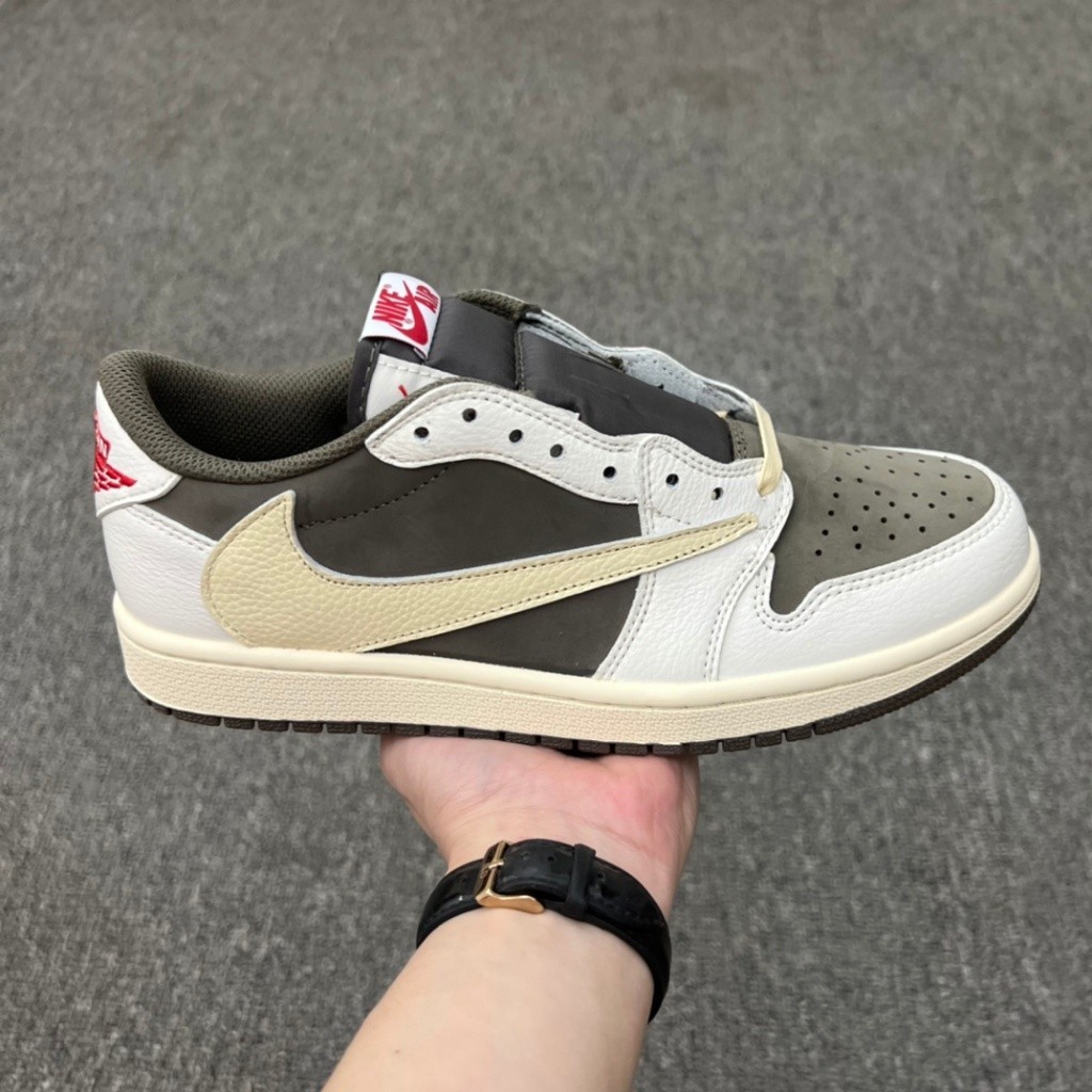 Travis Scott co-marca cáqui branco marrom invertido tênis casual masculino e feminino