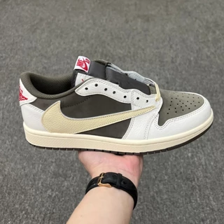 Travis Scott co-marca cáqui branco marrom invertido tênis casual masculino e feminino