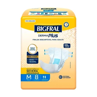 Fralda Geriátrica Bigfral Derma Plus Tamanho M 8 Unidades em Oferta na Shopee