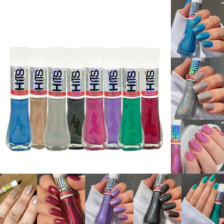 Kit 8 Esmaltes Hits Holográfico Gel Cores Premium 5Free