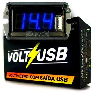 Voltímetro Volt Usb Ajk Sound Eletrônica com Display Azul