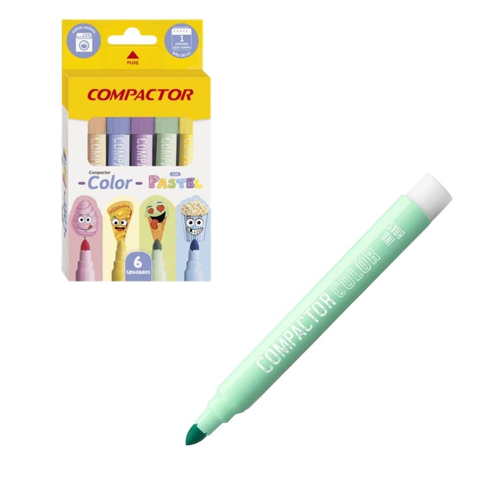 Caneta Hidrocor Jumbo Canetinha Colorida Gigante Tom Pastel 6 Cores ...