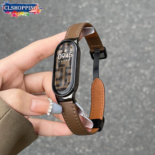 Fivela Magnética De Couro Para Xiaomi Mi Band 8 nfc Substituir Pulseira De Smartwatch Relógio Inteligente Miband 7 6 5 4 3 Acessório De