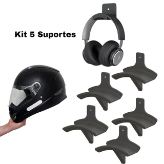 Kit 5 Suportes De Parede Para Fone Headset Controle Pendurar Capacete Reforçado MultFuncional