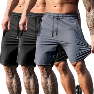 Kit 3 Shorts Masculino Com Ziper Anti-Furto - Bermuda masculina tactel com 10% De Elastano Impermeável